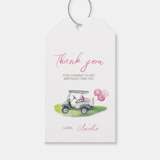 Roze golf put-put-feestcadeautag cadeaulabel (Voorkant)