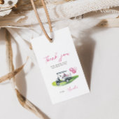 Roze golf put-put-feestcadeautag cadeaulabel