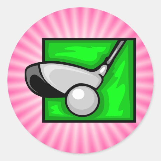 Roze Golf Ronde Sticker (Voorkant)