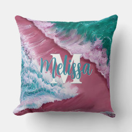 Roze golf strand Monogram Kussen