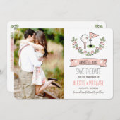 Roze Golf Thema Save the Date (Voorkant / Achterkant)