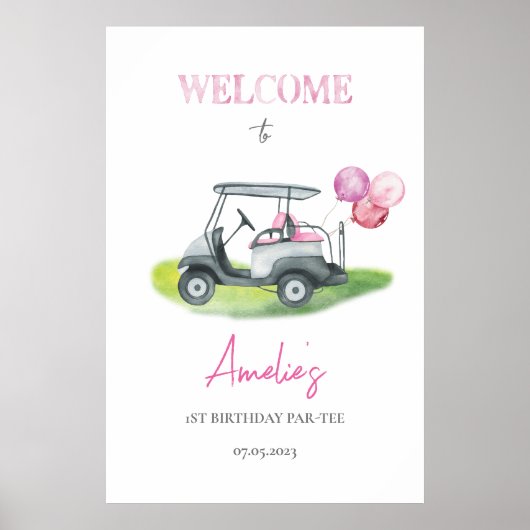 Roze Golf Thema Welkom Poster (Voorkant)