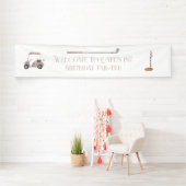 Roze golf thema welkom verjaardag teken spandoek (Insitu)