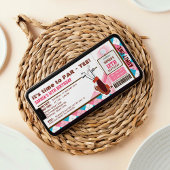 Roze Golf Ticket Pass Birthday Party Kaart