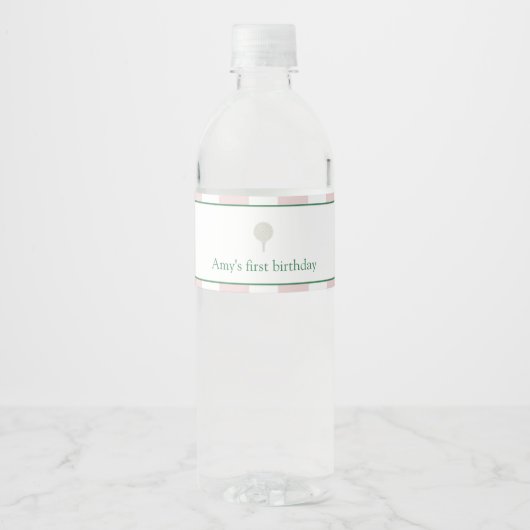 Roze Golf Verjaardag Water Fles Labels Waterfles Etiket (Voorkant)