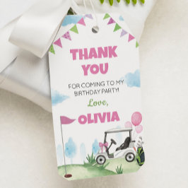 Roze Golf Verjaardagsfeestje Dank u Label Cadeaulabel