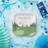 Roze Golf verjaardagsfeestje Papieren Bordje (Feest)