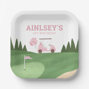 Roze Golf verjaardagsfeestje Papieren Bordje