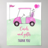 Roze Golf Verjaardagskaarten en Cadeaubordje Poster (Voorkant)