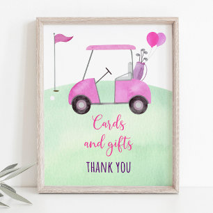 Roze Golf Verjaardagskaarten en Cadeaubordje Poster
