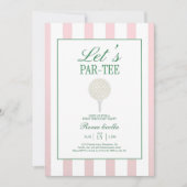 Roze golf verjaardagsuitnodiging: Let's Par-Tee Gi Kaart (Voorkant)