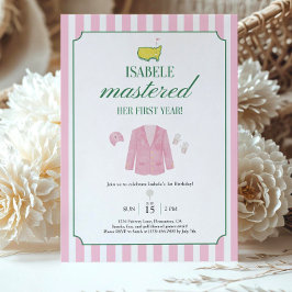 Roze golf verjaardagsuitnodiging sjabloon meisjes  kaart