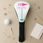 Roze Golf Vlag Monogram Naam Golfheadcover