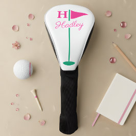 Roze Golf Vlag Monogram Naam Golfheadcover