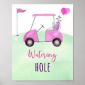Roze Golf Watering Hole Verjaardagsteken Poster (Voorkant)