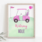 Roze Golf Watering Hole Verjaardagsteken Poster