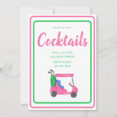 Roze Golf Winkelwagen Cocktail Party Pink Green Bo Kaart (Voorkant)