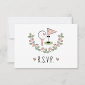 Roze Golfbal en Bowtie Pin RSVP-kaarten RSVP Kaartje (Achterkant)