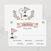 Roze Golfbal en Bowtie Pin RSVP-kaarten RSVP Kaartje (Voorkant / Achterkant)