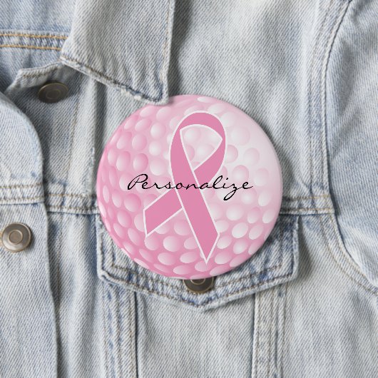 Roze Golfbal - Kankerondersteuning Ronde Button 4,0 Cm (In situ)