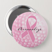 Roze Golfbal - Kankerondersteuning Ronde Button 4,0 Cm (Voorkant /achterkant)