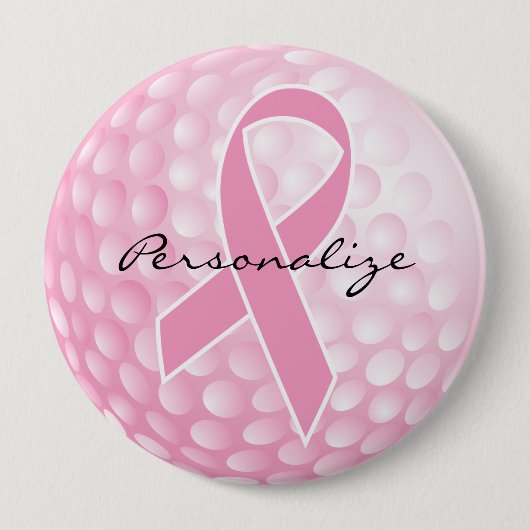 Roze Golfbal - Kankerondersteuning Ronde Button 4,0 Cm (Voorkant)