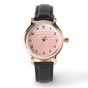 Roze Golfbal met Zwarte Sporten van Nummers Horloge