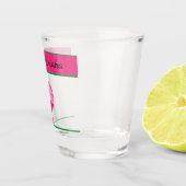 Roze Golfbal voor vrouwen op T-shirt Golfer-naam Shot Glas (Rechts)