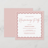 Roze Golfbrei Rand Huisinwijding Feest Uitnodiging (Voorkant / Achterkant)
