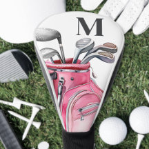 Roze golfclubs met monogram