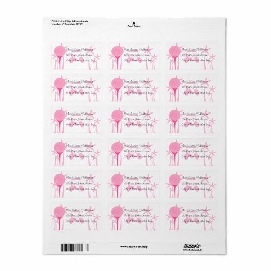 Roze Golfdatum Etiket (Full Sheet)