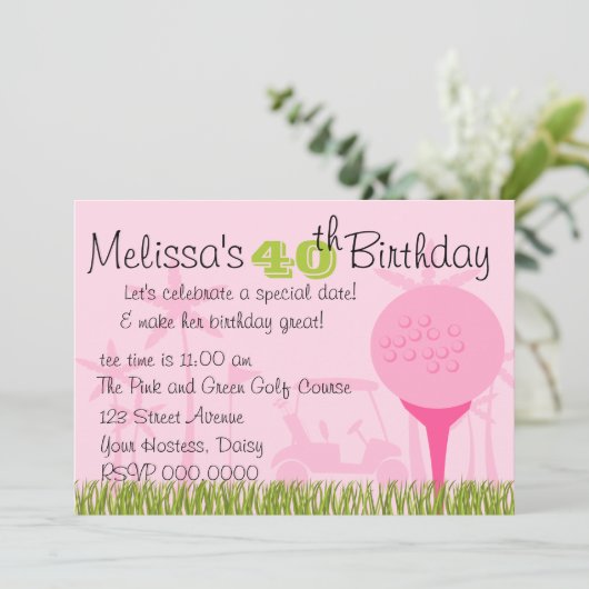 Roze Golfdatum Kaart (Staand voorkant)