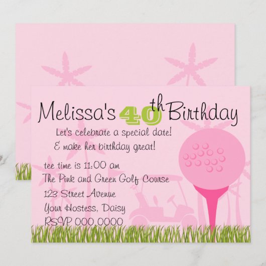 Roze Golfdatum Kaart (Voorkant / Achterkant)