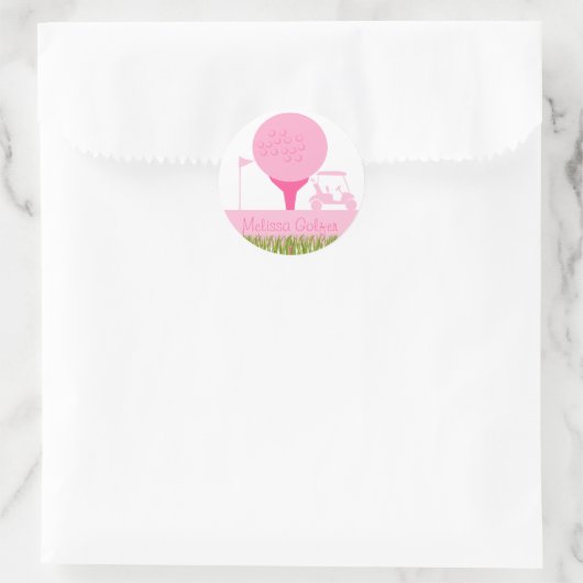 Roze Golfdatum Ronde Sticker (Tas)