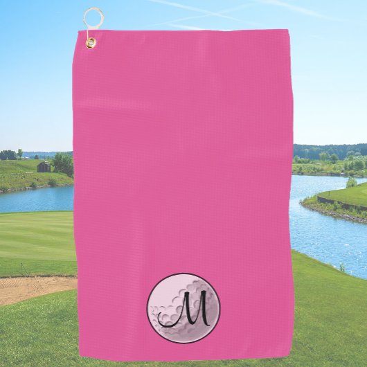 Roze golfhanddoek met op maat gemaakt monogram, ee