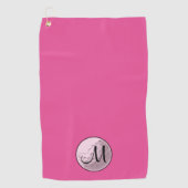 Roze golfhanddoek met op maat gemaakt monogram, ee (Voorkant)