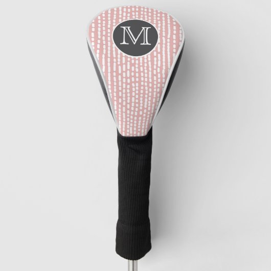 Roze golfhoes met moderne witte streep golfheadcover (Voorkant)