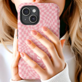 Roze Golfjes Geruite Monogram Case-Mate iPhone Case