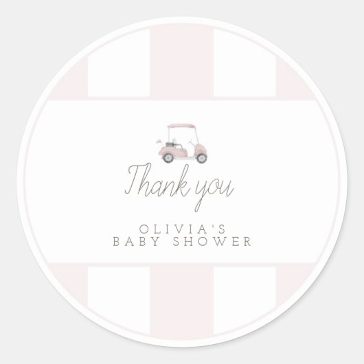 Roze golfkar cadeau sticker (Voorkant)