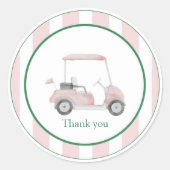 Roze golfkar Dank u Stickers (Voorkant)