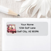 Roze golfkar gepersonaliseerd etiket (Insitu)