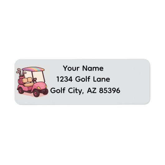 Roze golfkar gepersonaliseerd etiket (Voorkant)