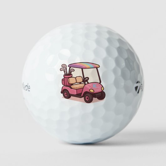 Roze golfkar gepersonaliseerd golfballen (Voorkant)