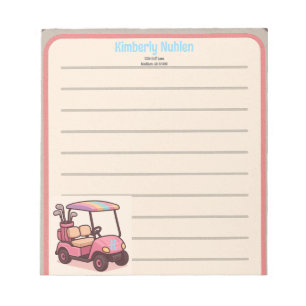 Roze golfkar gepersonaliseerd notitieblok