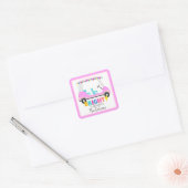 Roze Golfkar Heldere wensen met Vakantie Bollen Vierkante Sticker (Envelop)