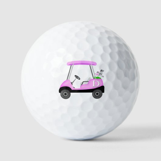 Roze golfkar met monogram golfballen (Voorkant)