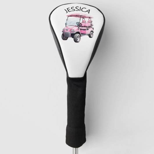 Roze Golfkar met Naam Golfheadcover (Voorkant)