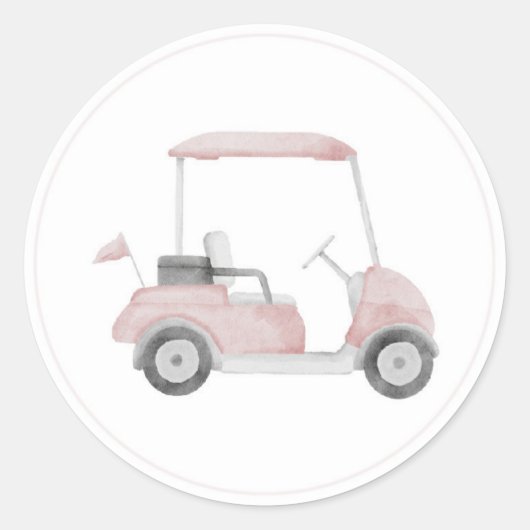 Roze golfkar sticker (Voorkant)