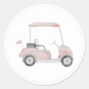 Roze golfkar sticker