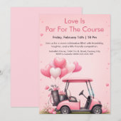 Roze Golfkar Valentijnsdag Feest Uitnodiging (Voorkant / Achterkant)